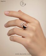 Black Blossom Adjustable Ring