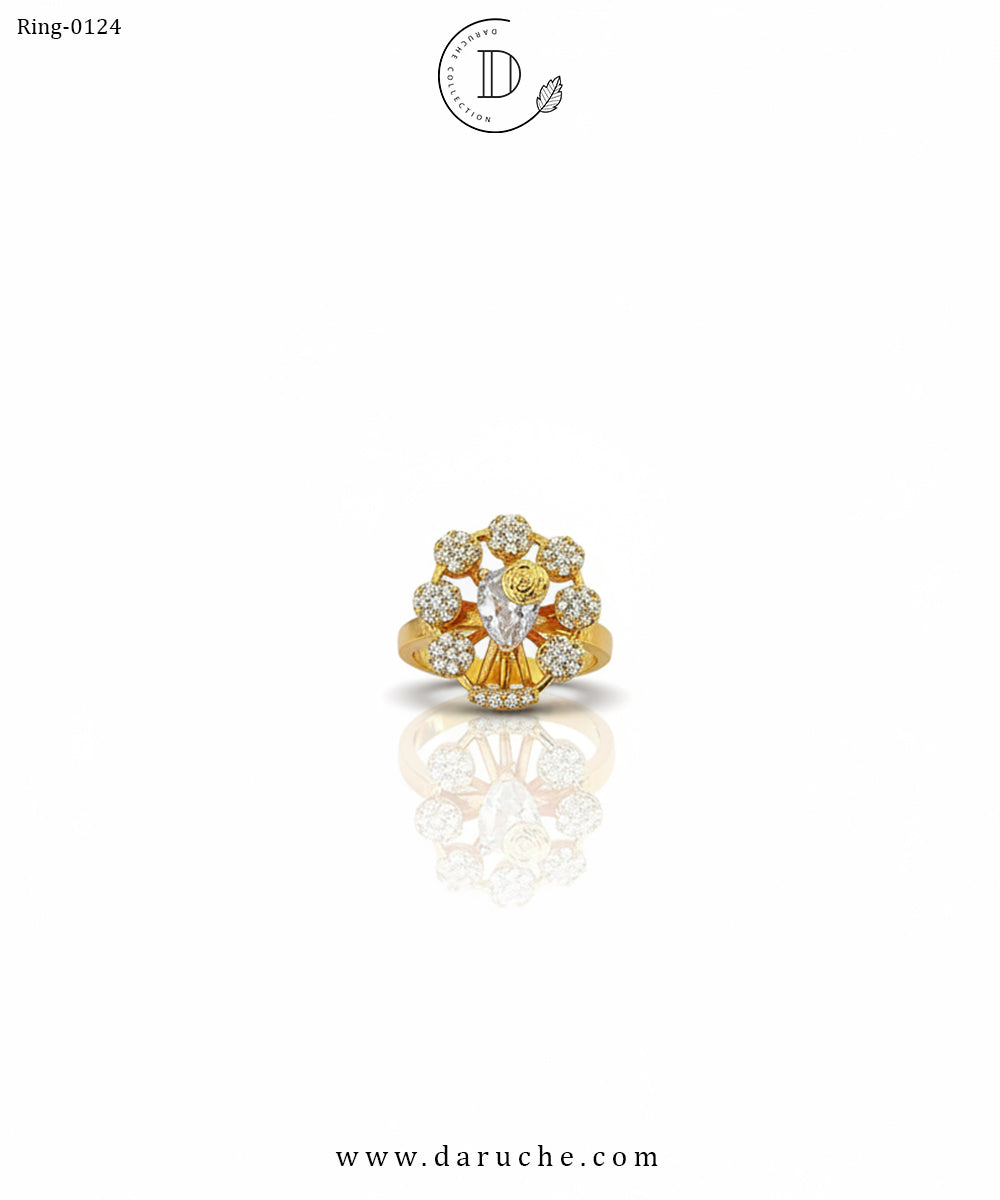 White Zircon Stone Adjustable Ring