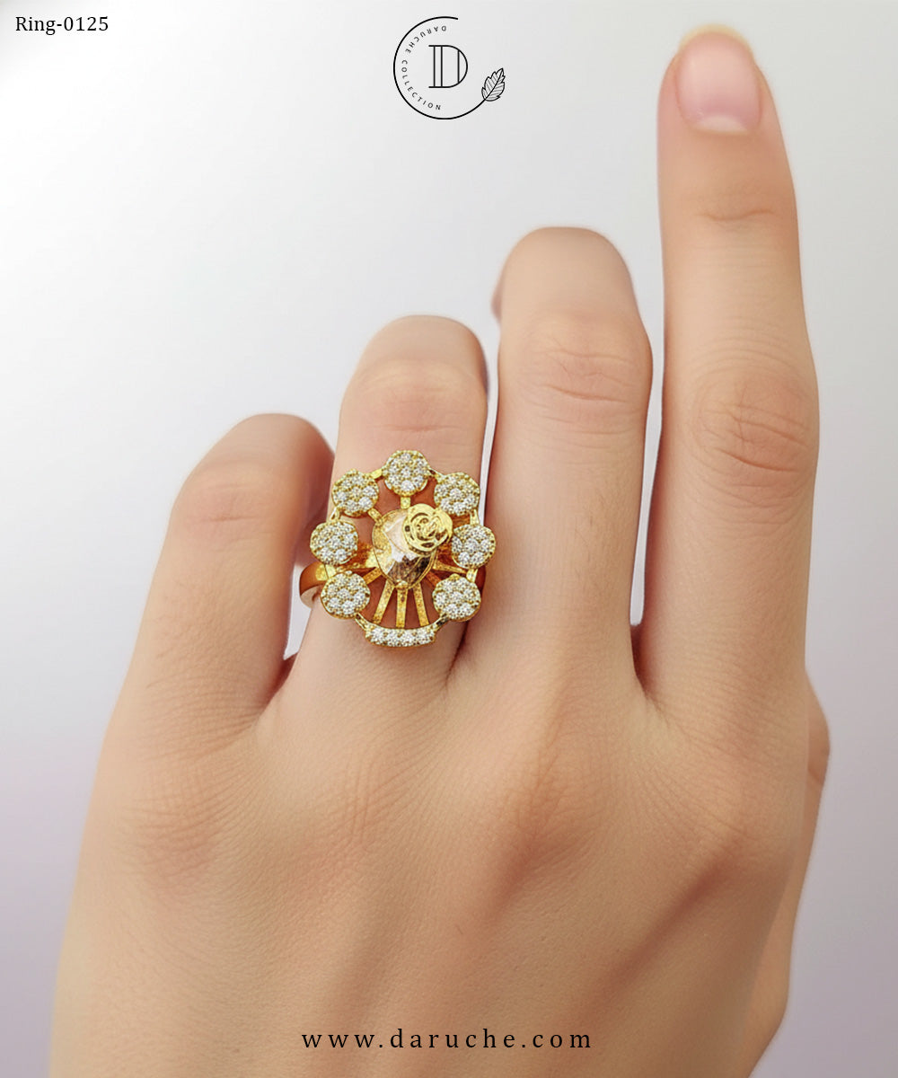 Champagne Zircon Stone Adjustable Ring