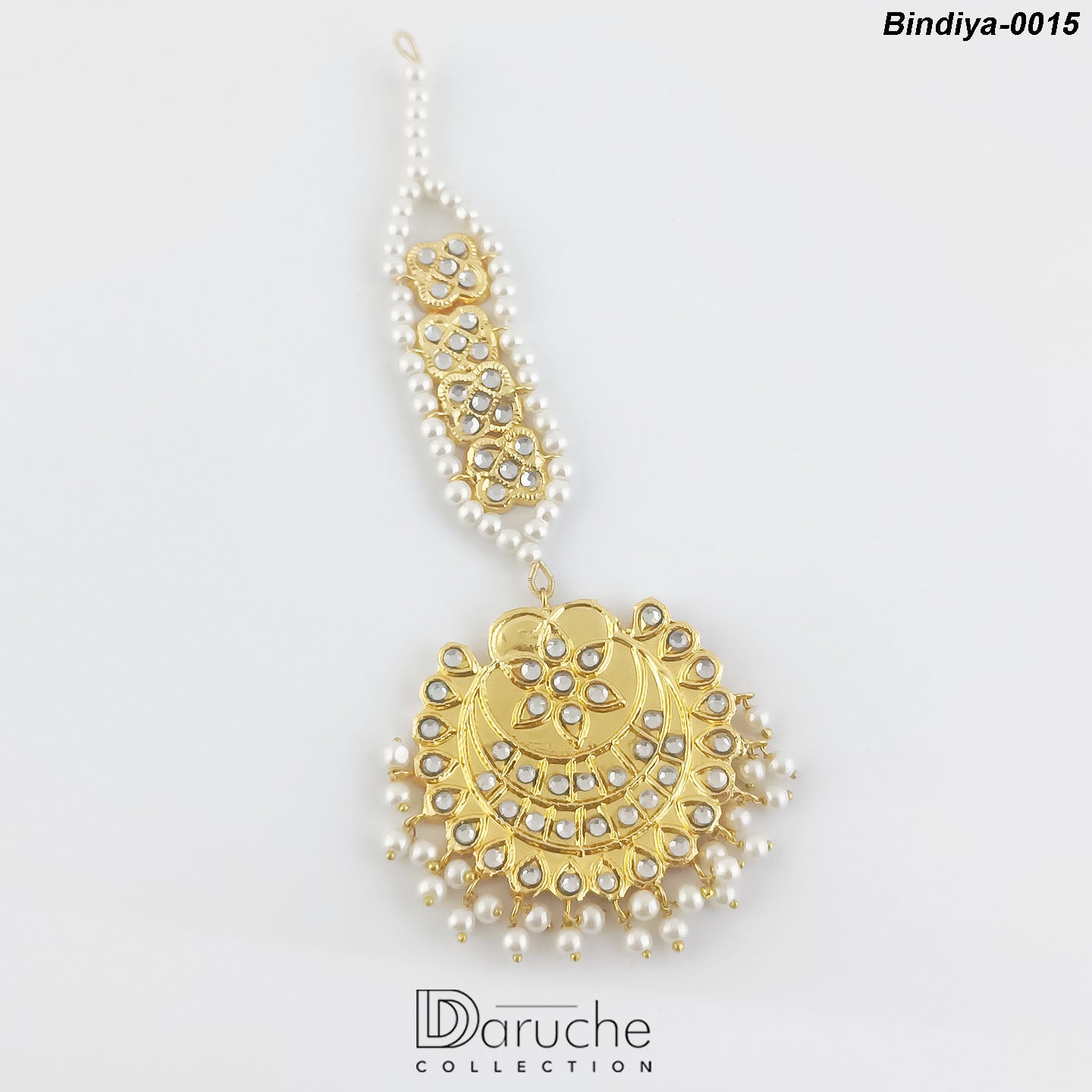 Gold Plated Thapa Bindiya with Pearls– DarucheCollection