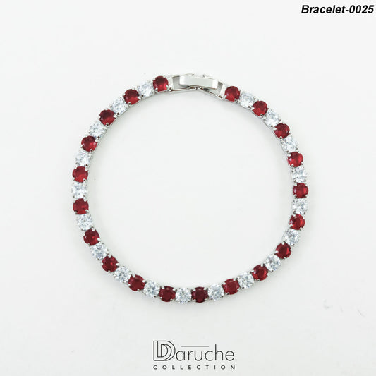 Silver Plated Ruby & White Zircon Stones Bracelet