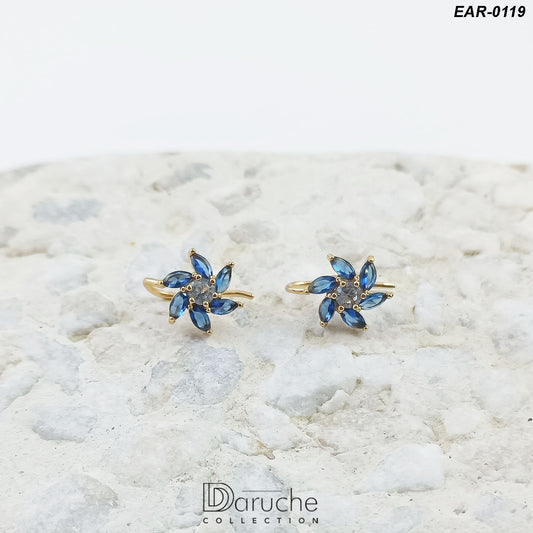 Gold Plated Navy Cubic Zircon Stones Earrings