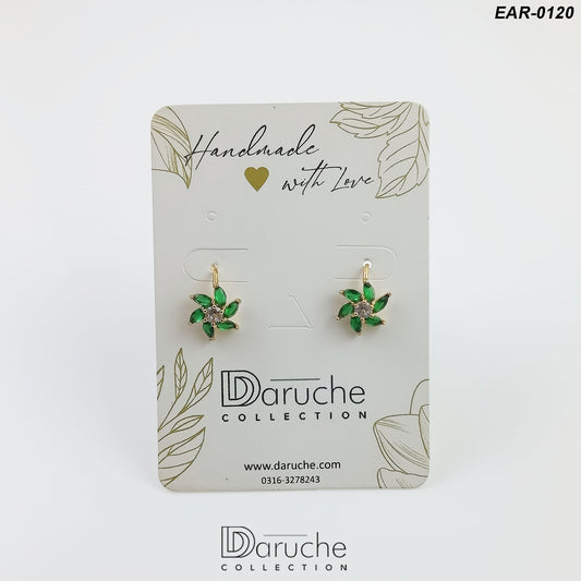 Gold Plated Green Cubic Zircon Stones Earrings