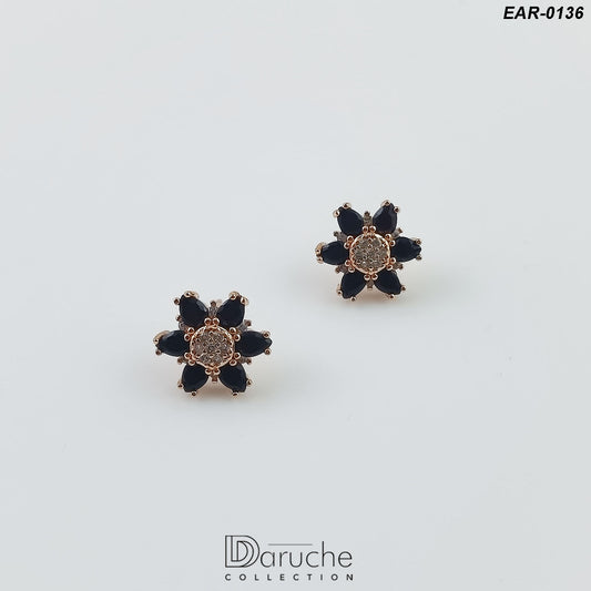 Gold Plated Black Cubic Zircon Stones Earrings