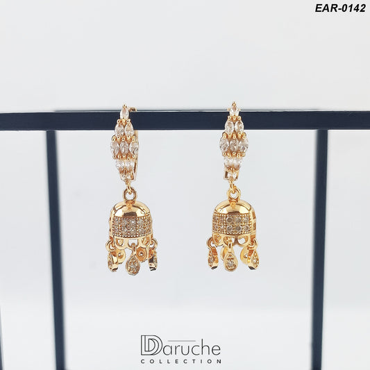 Gold Plated White Cubic Zircon Stones Earrings