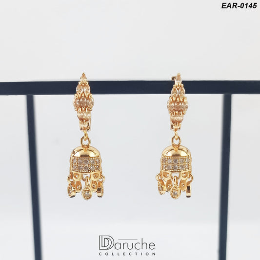 Gold Plated Champagne & White Cubic Zircon Stones Earrings