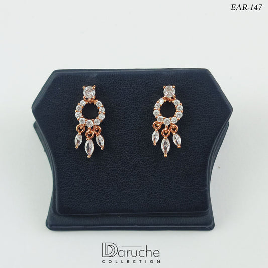 Gold Plated White Cubic Zircon Stones Earrings