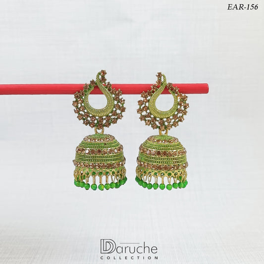 Gold Plated Zircon Stone Meena Earrings