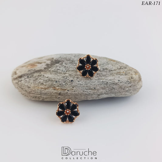 Gold Plated Black Cubic Zircon Stones Earrings