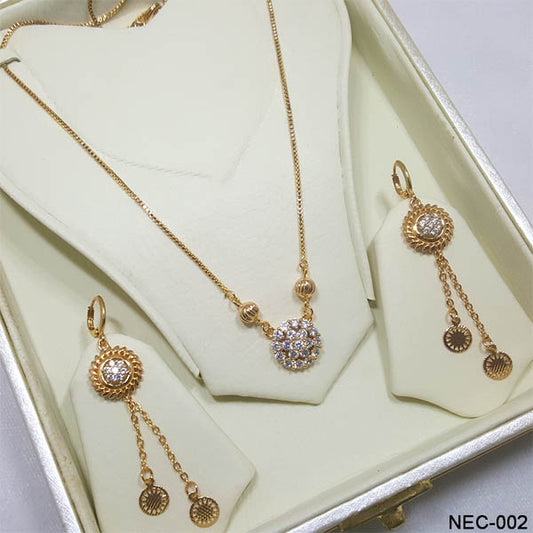 Premium Quality Gold Plated Zircon Stones Necklace Set (NEC-002)