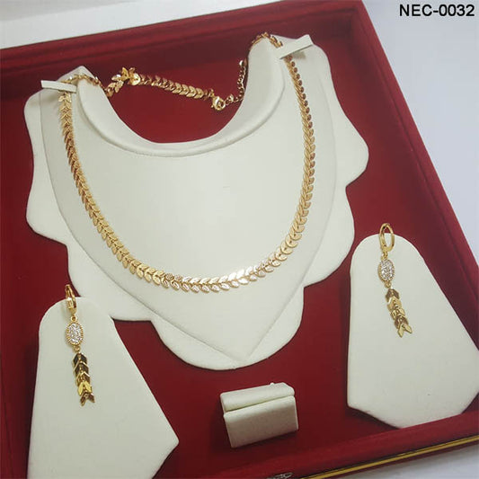 Premium Quality Gold Plated Zircon Stone Necklace Set (NEC-0032)