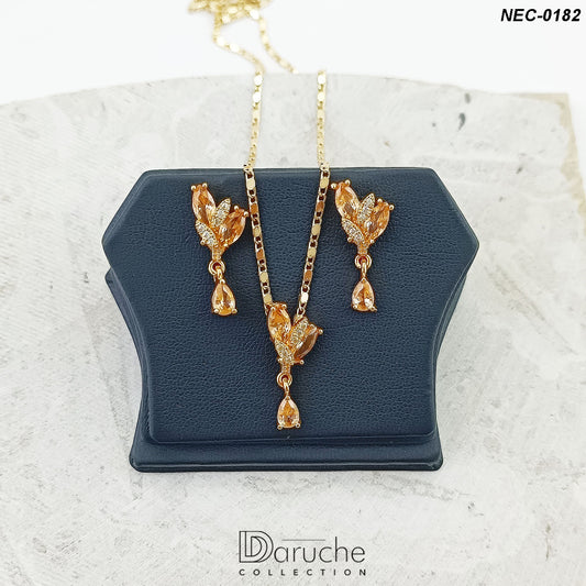 Gold Plated Champagne Zircon Stone Necklace Set