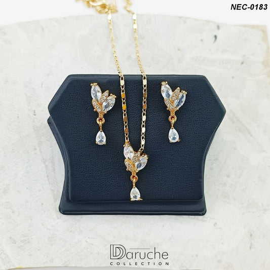 Gold Plated White Zircon Stone Necklace Set -25% ₨1,199.00