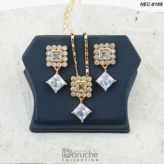 Gold Plated White Zircon Stone Necklace Set