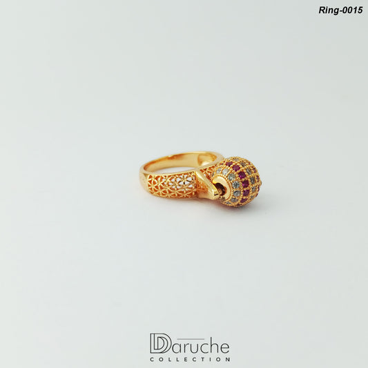 Gold Plated Zircon Stone Ring (Ring-0015)