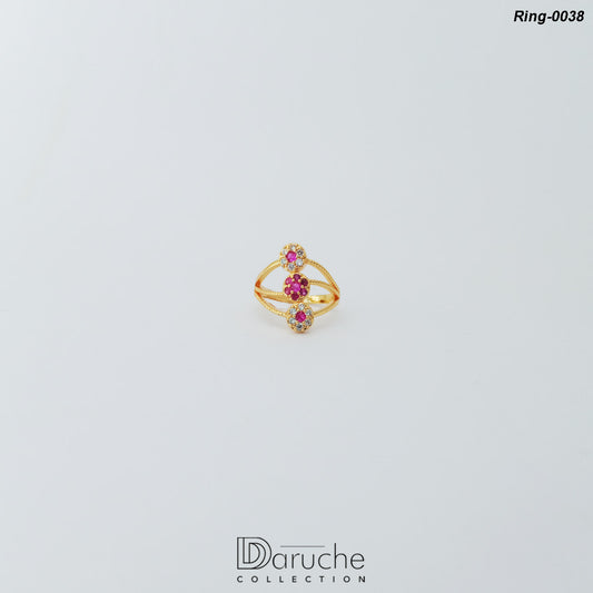 Gold Plated Purple Cubic Zircon Stone Ring (Ring-0038)