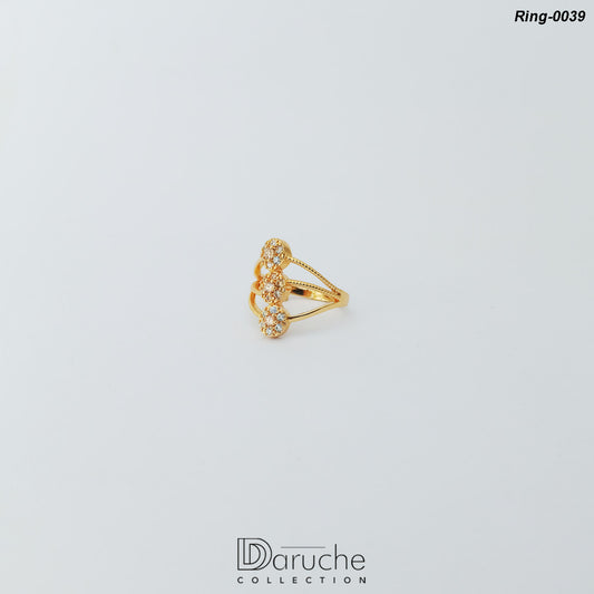 Gold Plated Champagne Cubic Zircon Stone Ring (Ring-0039)