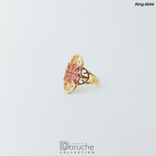 Gold Plated Purple Cubic Zircon Stone Ring (Ring-0044)