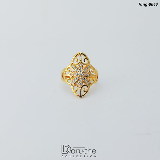 Gold Plated Silver Cubic Zircon Stone Ring (Ring-0046)