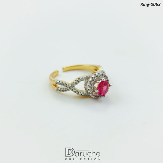 Gold Plated Pink & White Cubic Ring