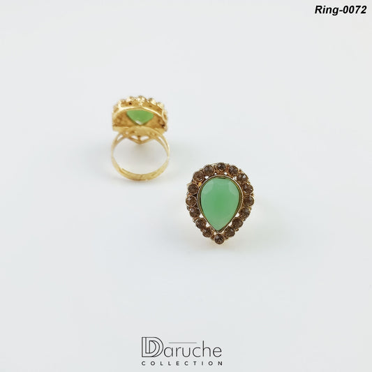 Gold Plated Mint Green Gemstone Adjustable Finger Ring