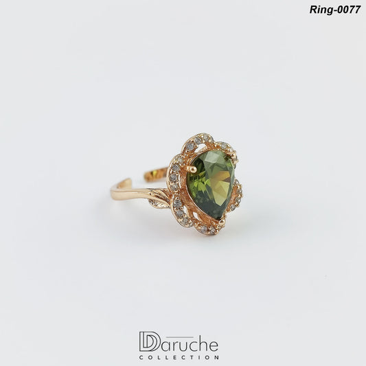 Gold Plated Emerald Green American Diamond Adjustable Finger Ring