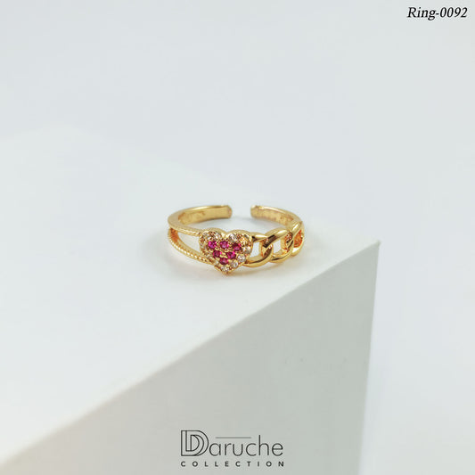 Gold Plated Cubic Zircon Stone Adjustable Finger Ring