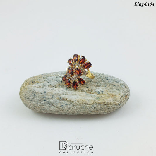 Gold Plated Berry Brown Cubic Zircon Stone Adjustable Ring